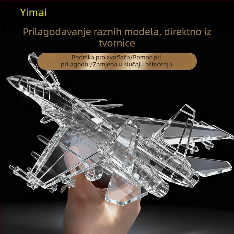 Model borbenog zrakoplova J-35 za nosač zrakoplova, kristalno 3D unutarnje graviranje, veliki eksponat za izlaganje