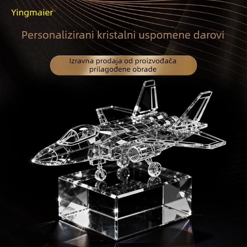 Model borbenog zrakoplova J-35 za nosač zrakoplova, kristalno 3D unutarnje graviranje, veliki eksponat za izlaganje