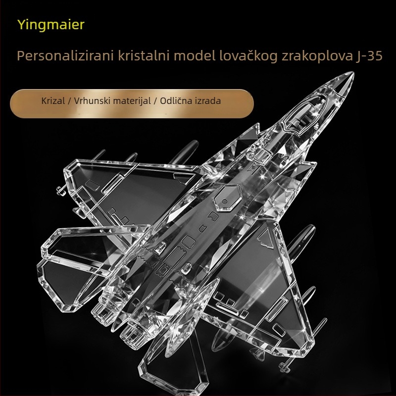 Model borbenog zrakoplova J-35 za nosač zrakoplova, kristalno 3D unutarnje graviranje, veliki eksponat za izlaganje