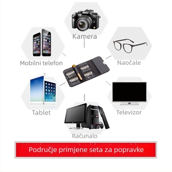 Set za popravak naočala s kožnom futrolom, višenamjenski set odvijača od 25 komada, univerzalna upotreba