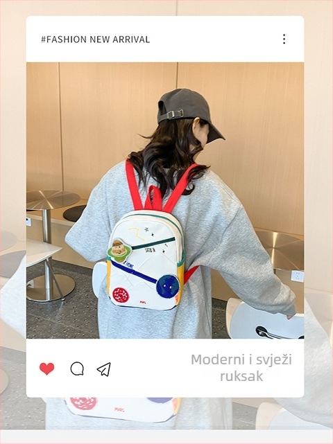 Nylon ruksak za školu s Cartoon Planet anime otiskom, kapacitet ispod 20 L, s zakrivljenim naramenicama