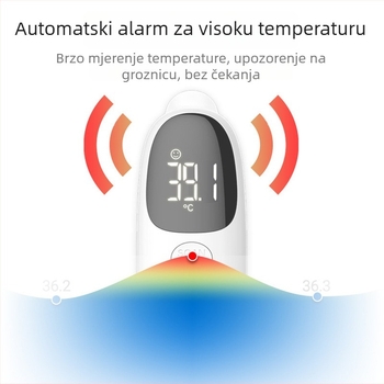 Termometar za čelo i uho – dvostruka namjena s memorijom, ručni, dvije AA baterije, pogodan za odrasle, starije i djecu