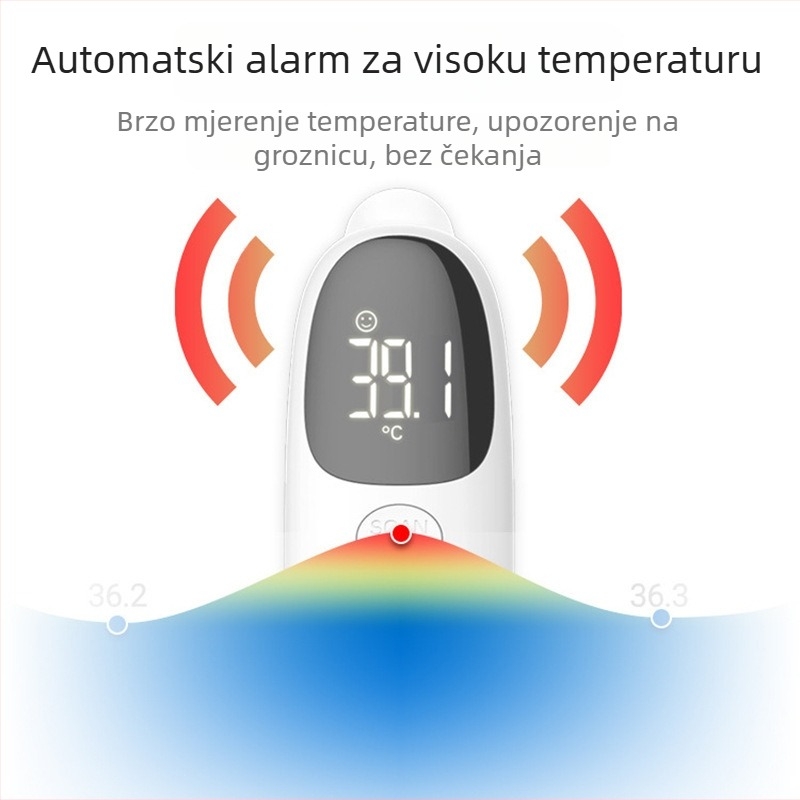 Termometar za čelo i uho – dvostruka namjena s memorijom, ručni, dvije AA baterije, pogodan za odrasle, starije i djecu