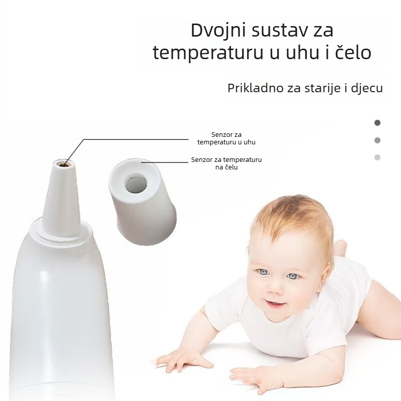 Termometar za čelo i uho – dvostruka namjena s memorijom, ručni, dvije AA baterije, pogodan za odrasle, starije i djecu