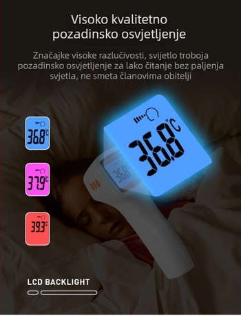 HA-650 Infracrveni termometar za čelo, visoka preciznost, bezkontaktno mjerenje, mjerenje temperature tijela i predmeta, mjerenje jednim gumbom, trobojno pozadinsko osvjetljenje
