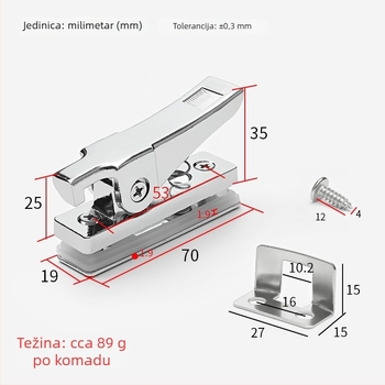 Monledge Kuka zaključavanje – Frameless Glass Snap Lock, cinkova legura, za klizne prozore, moderan dizajn