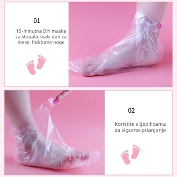 Jednokratna prozirna plastična zaštita za stopala za kupanje i terapiju, vodootporna; Materijal: plastika; Uzorak: proziran; Rok trajanja: 2 godine; Primjenjivo: univerzalno