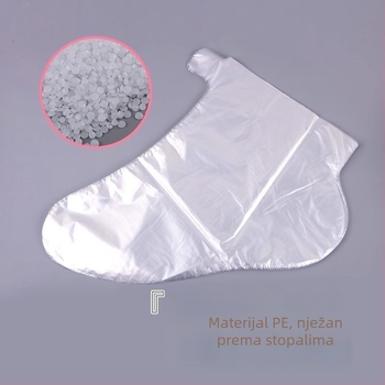 Jednokratna prozirna plastična zaštita za stopala za kupanje i terapiju, vodootporna; Materijal: plastika; Uzorak: proziran; Rok trajanja: 2 godine; Primjenjivo: univerzalno