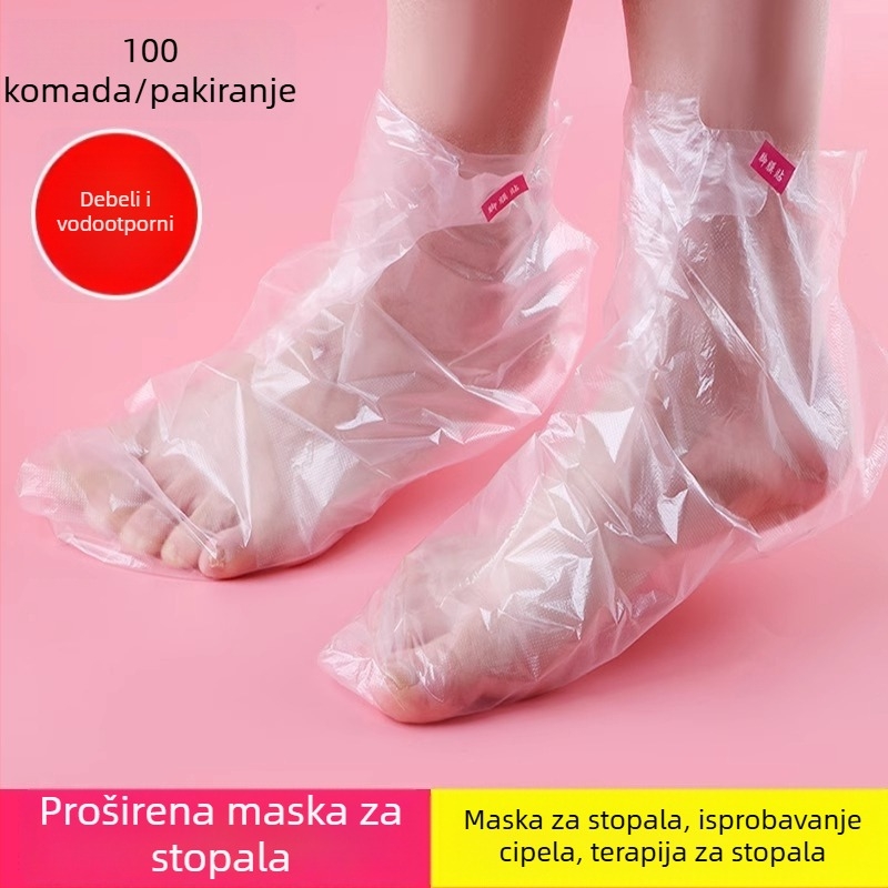 Jednokratna prozirna plastična zaštita za stopala za kupanje i terapiju, vodootporna; Materijal: plastika; Uzorak: proziran; Rok trajanja: 2 godine; Primjenjivo: univerzalno