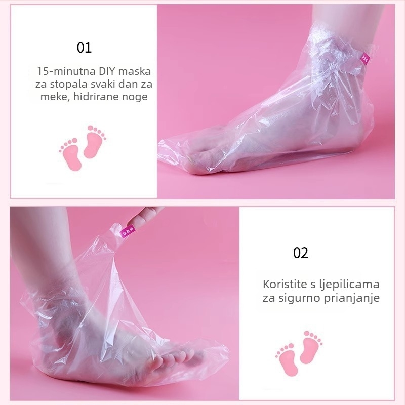 Jednokratna prozirna plastična zaštita za stopala za kupanje i terapiju, vodootporna; Materijal: plastika; Uzorak: proziran; Rok trajanja: 2 godine; Primjenjivo: univerzalno