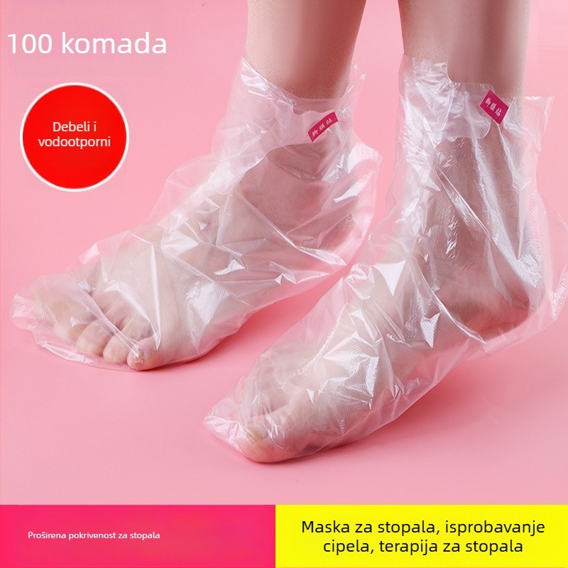 Jednokratna prozirna plastična zaštita za stopala za kupanje i terapiju, vodootporna; Materijal: plastika; Uzorak: proziran; Rok trajanja: 2 godine; Primjenjivo: univerzalno