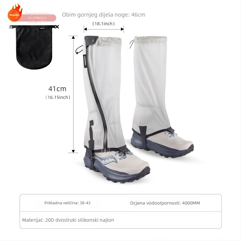 Ultra lagani dugi planinski gaiters za hodanje – prozračni zaštitnici potkoljenice za outdoor planinarenje, trail running i ribolov; otpornost na snijeg i pijesak