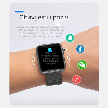 T68 pametni sat s silikonskim remenom, kvadratni brojčanik, korometar, baterija 250mAh, kompatibilan s iOS
