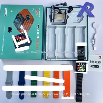 Set pametnog sata s 7 remena i Bluetooth slušalicama, bežično punjenje, praćenje zdravlja (otkucaji srca, krvni tlak, san)