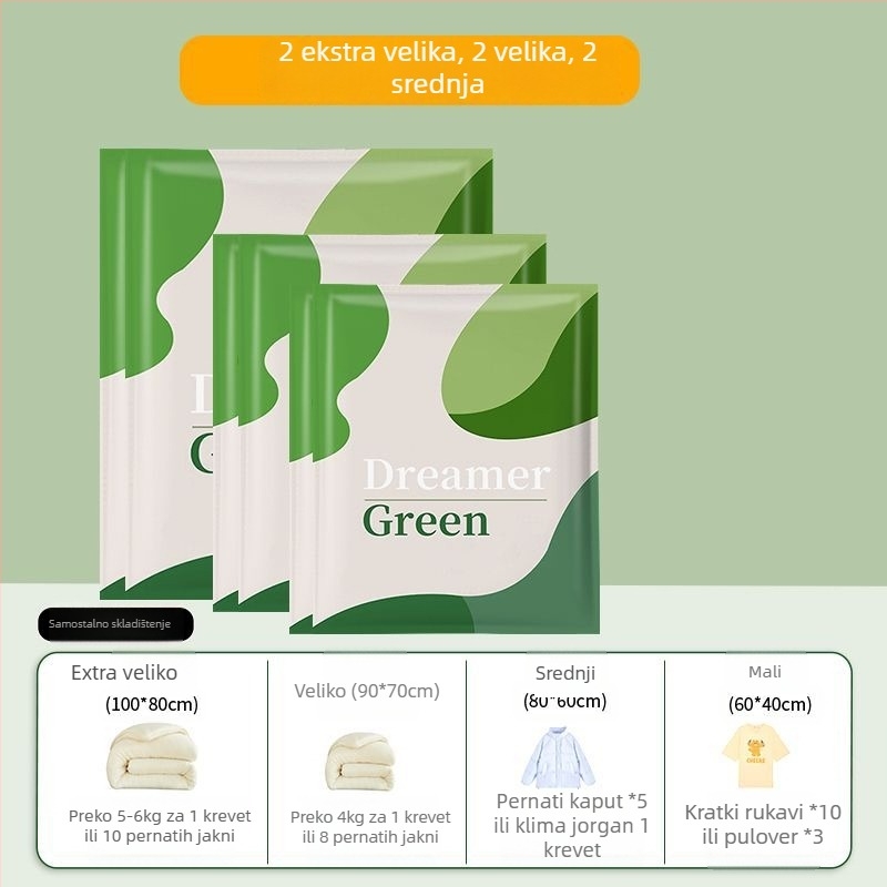 Vakuumska vreća za skladištenje presvlaka, odjeće i prtljage – usisni tip, zapečaćeno, PET/PE materijal, Model Dream 01, bez pumpe