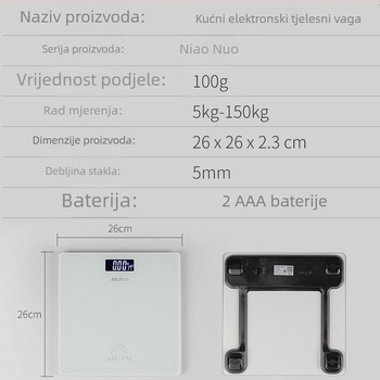 Vaga za tjelesnu težinu – kućna precizna elektronička vaga, pametna zdravstvena vaga za internat, kapacitet 150 kg, korak 0,2 kg