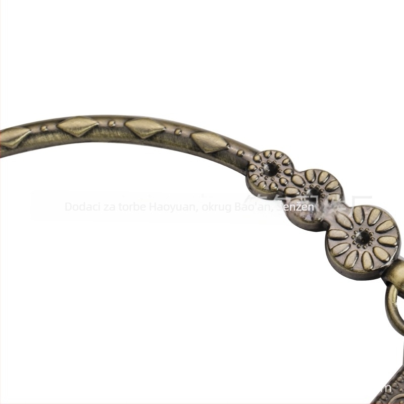 Metalni okvir torbice s reljefnim motívom velikog lista i tri cvijeta, DIY dodaci za torbe, proljeće 2023