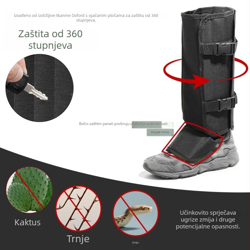 Zaštitnici listova za planinarenje i kampiranje – glavni materijal: 600D Oxford tkanina + perla pamuk + PP ploča; zaštita listova; kategorija: zaštita za noge