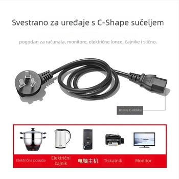 Pribor za električnu posudu: bakreni vod s trostrukim utikačem, produžen i debeli dizajn