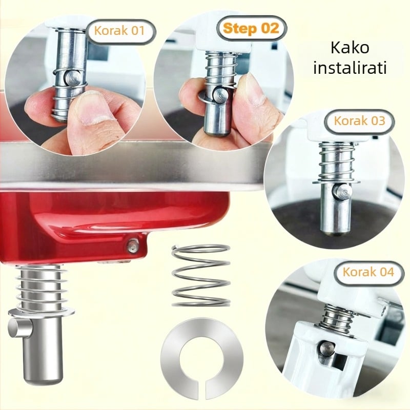 Set dijelova miksera – 4 komada od nehrđajućeg čelika s brtvom s oprugom za KitchenAid Ka-4.8l