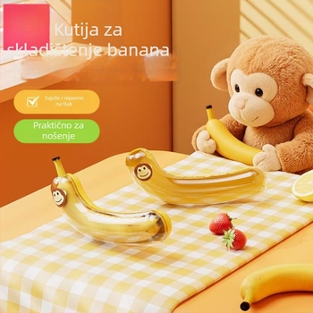 Kutija za skladištenje banana – plastika, 100% novi materijal, s poklopcem, sladak crtani dizajn
