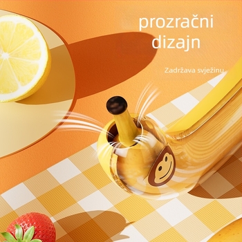 Kutija za skladištenje banana – plastika, 100% novi materijal, s poklopcem, sladak crtani dizajn