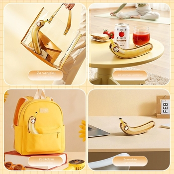 Kutija za skladištenje banana – plastika, 100% novi materijal, s poklopcem, sladak crtani dizajn