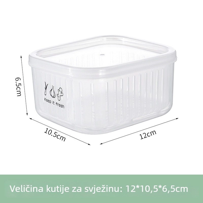 Kuhinjska posuda za odvod vode s poklopcem, kvadratnog oblika, PP+PE materijal, kapacitet do 300 ml, mikrovalno sigurna