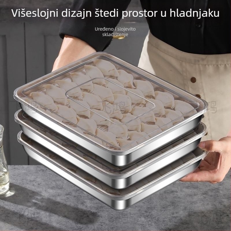 Posuda od nehrđajućeg čelika visoke kvalitete za knedle i četvrtasti spremnik za skladištenje u hladnjaku