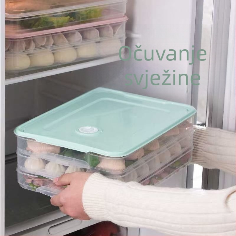 Kutija za knedle, višeslojna, s poklopcem, veliki kapacitet, prehrambeni PP