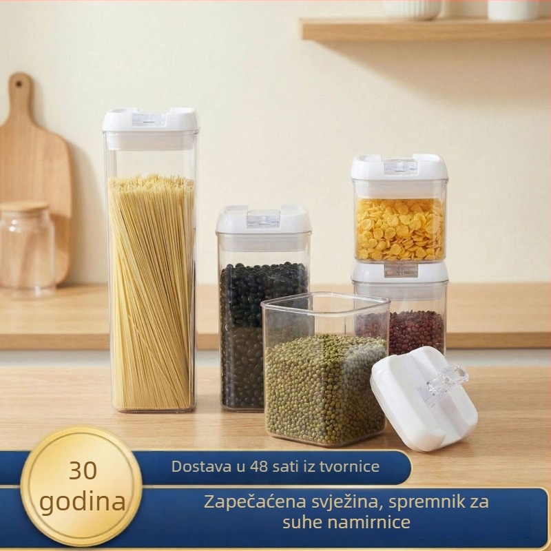 Kvadratna vakuumski zatvorena plastična posuda za žitarice, grickalice i rezance, 1–2 L