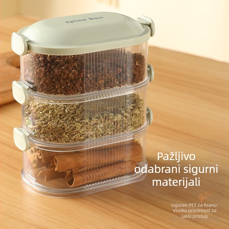 Kutija za začine, kvadratna, zapečaćena, 501–800 ml, plastična, lagani luksuz