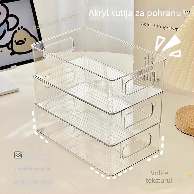Prozirna akrilna kutija za pohranu, kapacitet 2 L, za nakit i kozmetiku, pogodna za dnevni boravak, spavaću sobu i radnu sobu