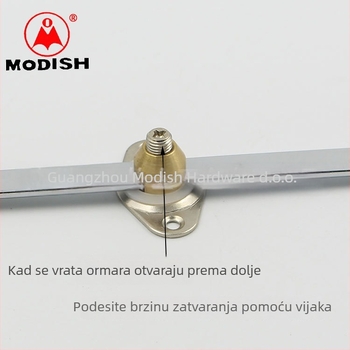 MODISH Rod podrške za vrata ormara, materijal: hladno valjano željezo + bakrena osovina, model 009, moderni minimalistički stil, završna obrada: svijetli krom