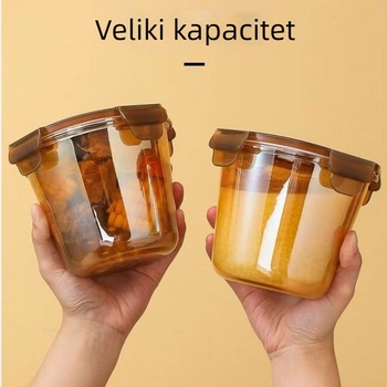 Staklena kutija za ručak s poklopcem, okrugla, pogodna za mikrovalnu pećnicu, izolirana, kapacitet do 300 ml