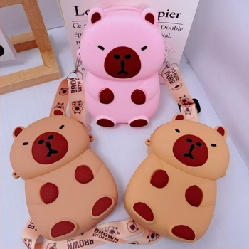 Capybara silikonska novčana torbica – dječja crossbody torba s motivom crtanog filma, univerzalna, pogodna za vrtić, dječji i sladak stil