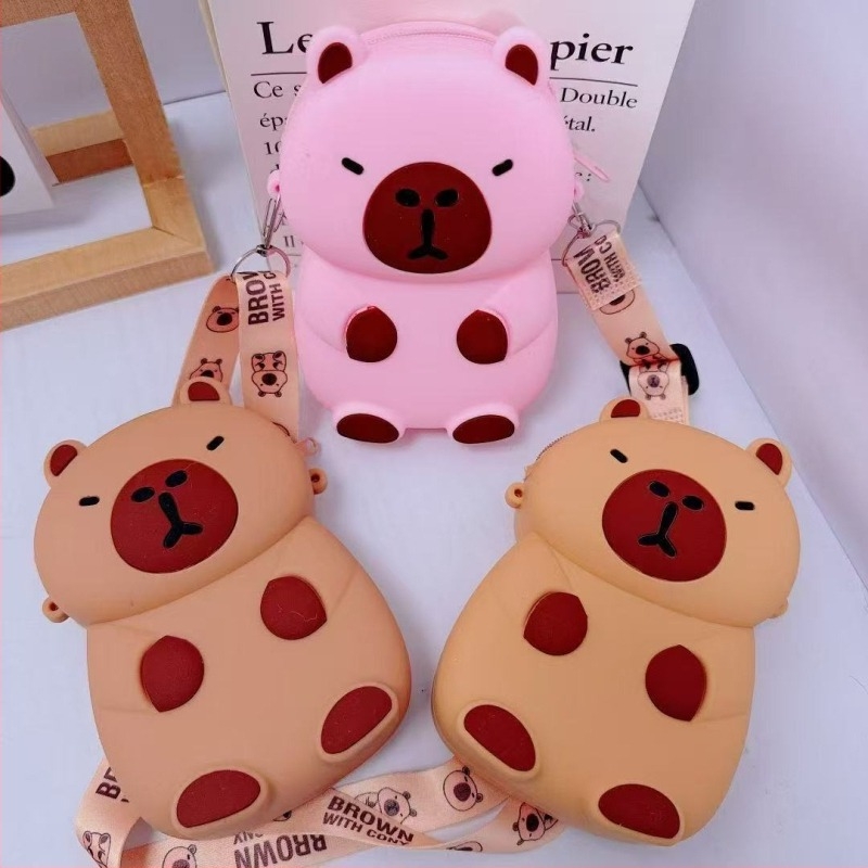 Capybara silikonska novčana torbica – dječja crossbody torba s motivom crtanog filma, univerzalna, pogodna za vrtić, dječji i sladak stil