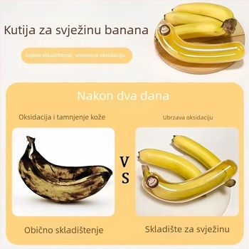 Kutija za skladištenje banana – PP materijal, s poklopcem, zaštita od oksidacije, prenosna za voće