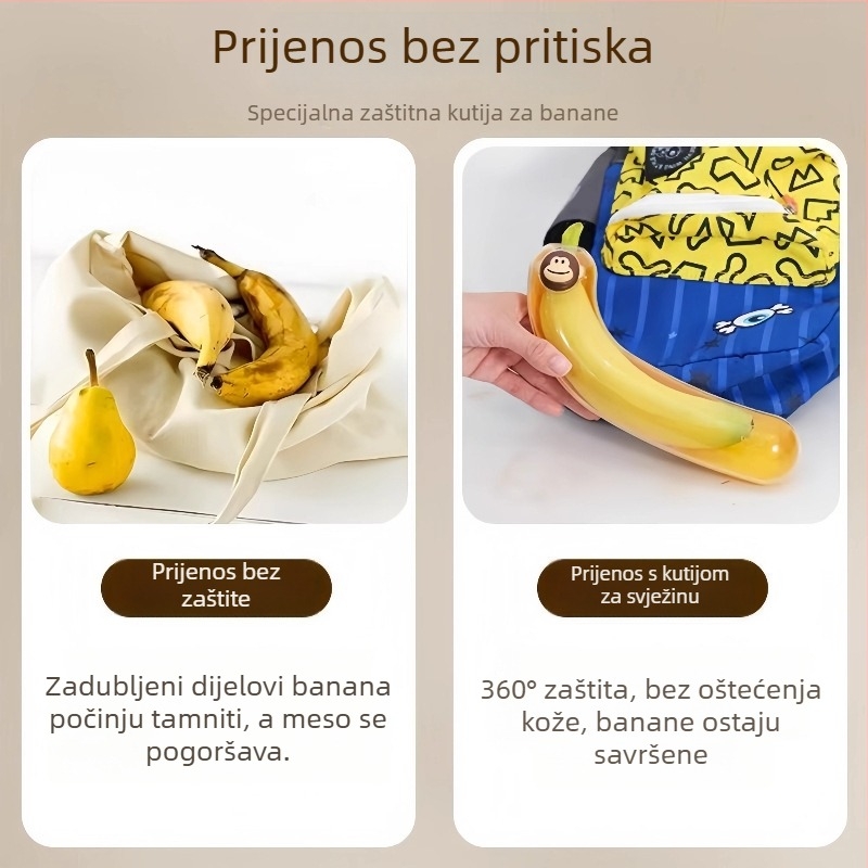 Kutija za skladištenje banana – PP materijal, s poklopcem, zaštita od oksidacije, prenosna za voće