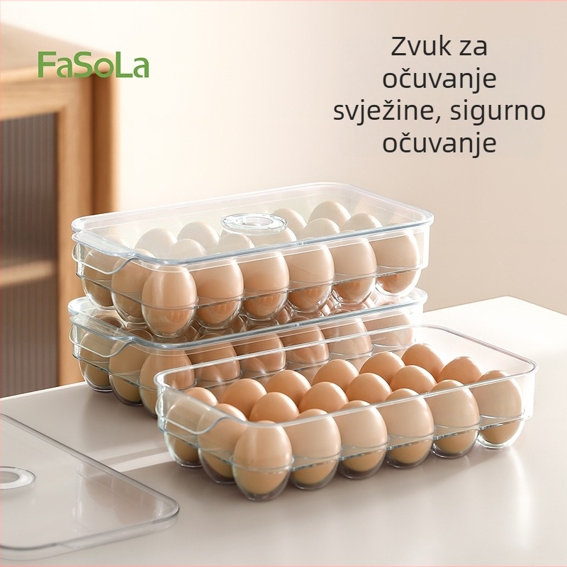 FaSoLa Kutija za jaja – PET materijal, Dublje pretince za jaja, Veliki kapacitet, S poklopcem, Zadržava svježinu