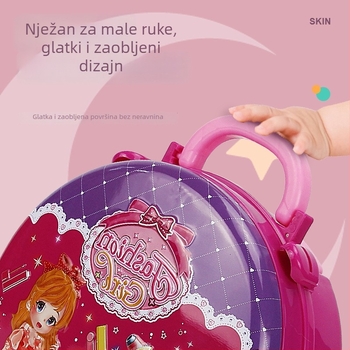 Set za makeup u kutiji s toaletnim stolom za djevojčice, 3–6 godina, prijenosna torbica