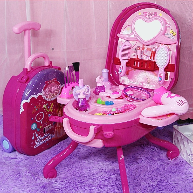 Set za makeup u kutiji s toaletnim stolom za djevojčice, 3–6 godina, prijenosna torbica