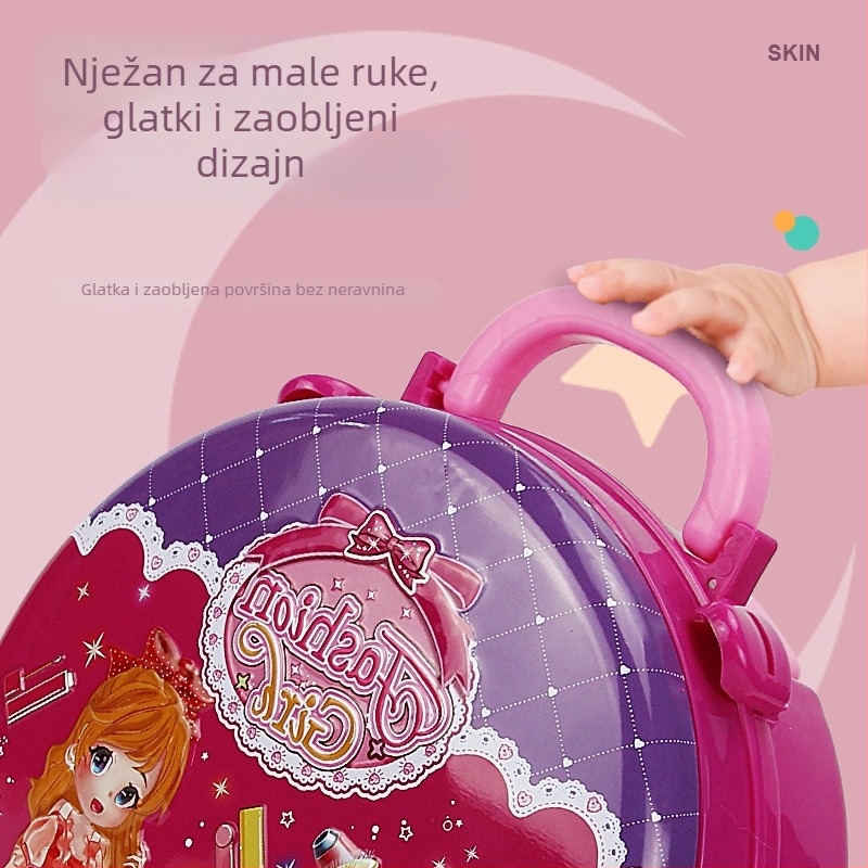 Set za makeup u kutiji s toaletnim stolom za djevojčice, 3–6 godina, prijenosna torbica