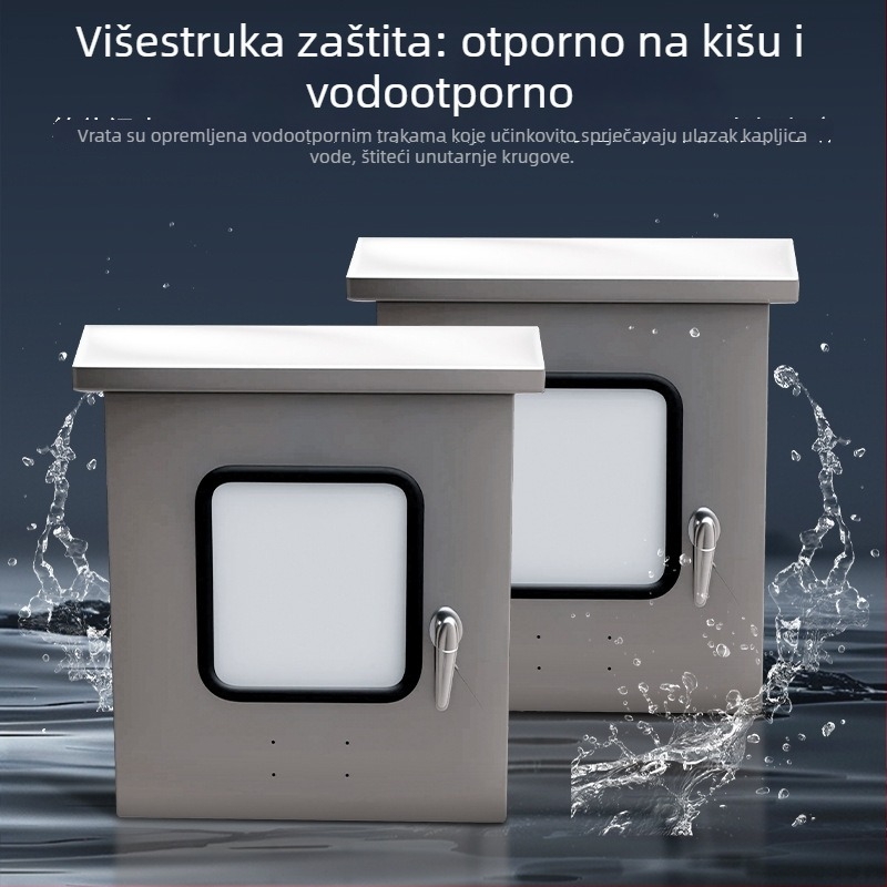 Dvokrilni vanjski električni ormarić od nehrđajućeg čelika 304, IP30, prilagodljiv.