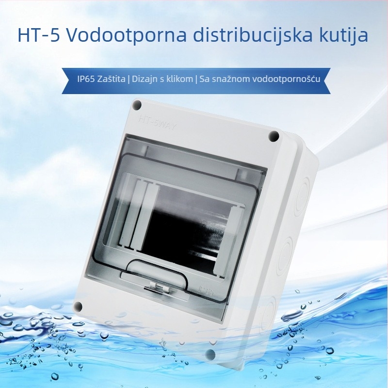 HT-5 vodootporna kutija za distribuciju, 5 krugova, plastična, površinska montaža, 2P zaštita od curenja