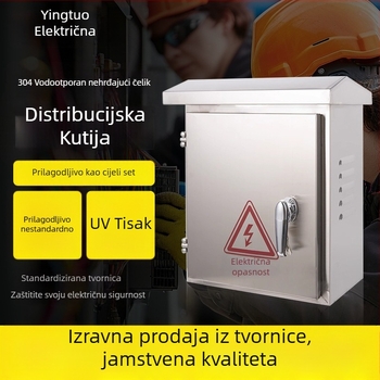 Vanjska kutija za distribuciju od nehrđajućeg čelika 304 za mrežni ormar, IP65 zaštita, kućište 0,8 mm, s prilagodljivim brojem krugova i prekidača