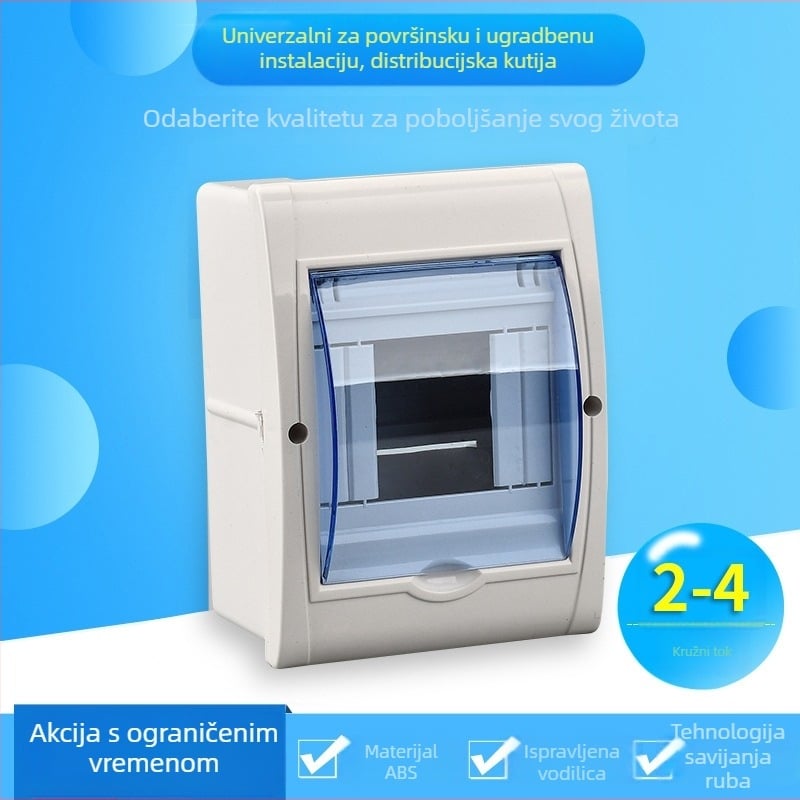 Kućni električni razvodni kutija za osvjetljenje, 2-4 pozicije, 1 red prekidača, ABS potpuno plastično kućište, montaža vijcima, serija 091