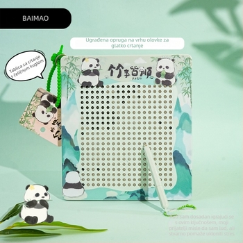 Baimao Panda u kineskom stilu, magnetska ploča s metalnim kuglicama, izbrisiva – privjesak za ključeve, veliki kreativni privezak za ruksak