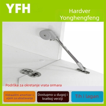 Hidraulična podrška za spuštajuća vrata ormara - model YFH-W, materijal: željezo/ABS, za vrata ormara, vrata vinskog ormarića, garderobe i ormara za cipele, moderan minimalistički dizajn