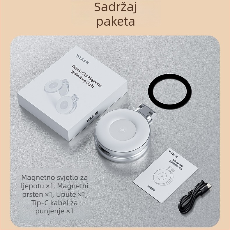 Taixun S5-BGD-01 Magnetsko svjetlo ljepote za mobitele, trobojno osvjetljenje, karbonsko vlakno, nosivost 2–5 kg, težina 150 g
